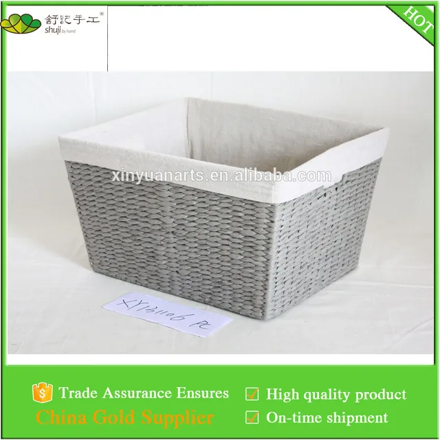 paper woven storage basket with liner