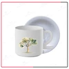 wholesales 4oz customized ceramic white number 2 mug /coffe mug with coaster