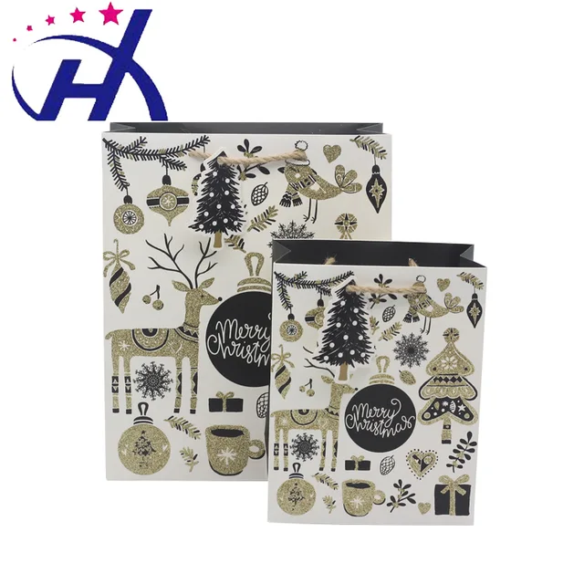 high quality colorful new design ivory paper christmas gift bag