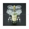 5 hole Round 4 Acrylic Flute Glass Holder Rack Clear Champagne Glass Holder