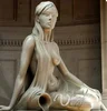 outdoor garden decoration bronze metal sexy woman pouring water statue