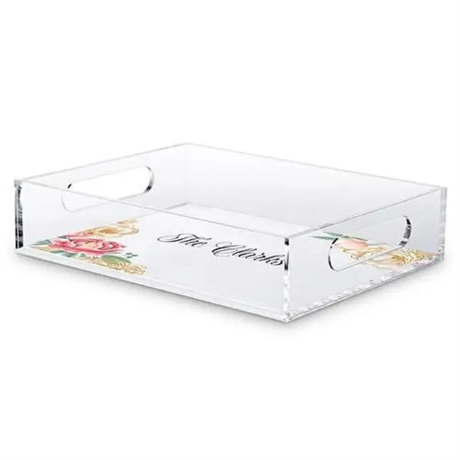 High Quality Acrylic Mirror Tray Lucite Bed Tray Portable Food Serving Tray