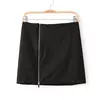 Fashion mature women zip up black faux leather skirt straight skirts black pu dress