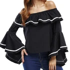 APHACATOP Spring Summer Off Shoulder Ruffles Chiffon Ladies Blouse