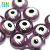 European clear purple color oval shape lampwork glass evil eye beads