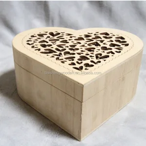 creative heart shaped wooden jewelry gift packaging box no paint