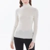 100 merino wool turtleneck long sleeve 2*2 rib knitting high fashion high quality 16gg women sweater