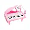 Piano Keyboard Toy 24 Keys Pink Electronic Musical Multifunctional Instruments with Microphone