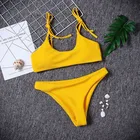 2019 Swimwear Swimming Suit Set Solid Color Bandage Ladies Summer Sexy Bikini Split Swimsuit Bikini Two Piece
