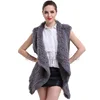 CX-G-B-111B Natural Colour Winter Vest Knitted Real Rabbit Fur Women Waistcoat