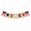 American Independence Day Party Flag DIY USA Jute Burlap Bunting Banner Flags United States National Day Flag Banner Decoration