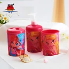 Hot selling promotional 380ml plastic 3d lenticular cartoon printing bathroom toothbrush holder set