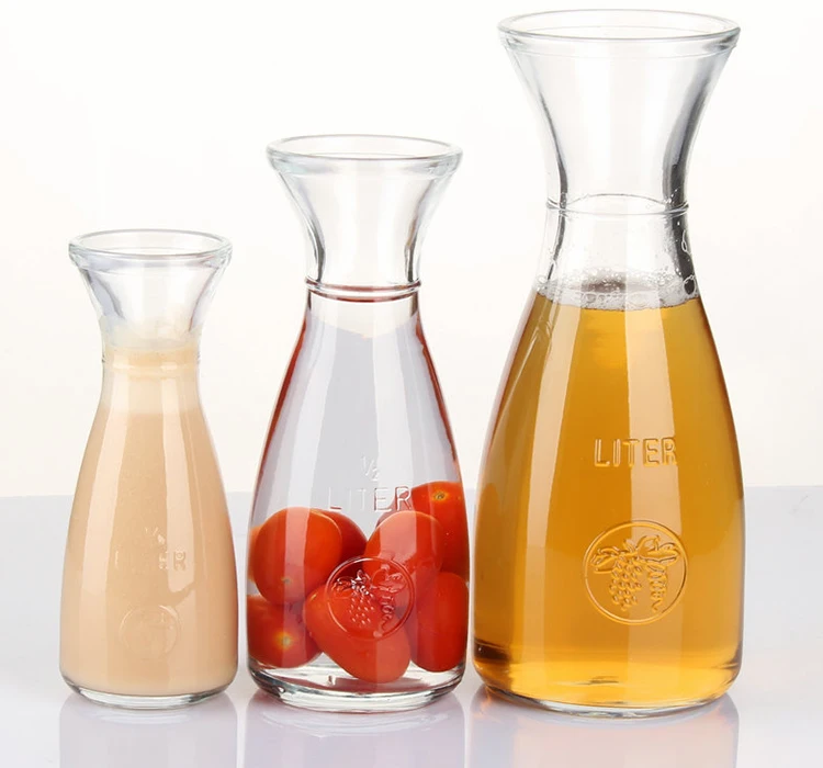 250ml 500ml 1000ml Fresh Fruit Juice Glass Bottle Clear Round Tall Drinking Container For Bar