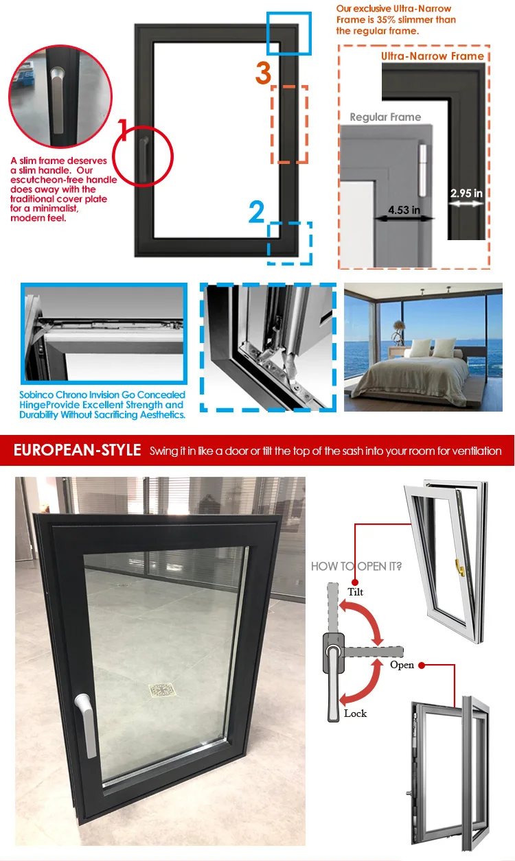 Factory direct price modern wooden window designs casement windows doors and design