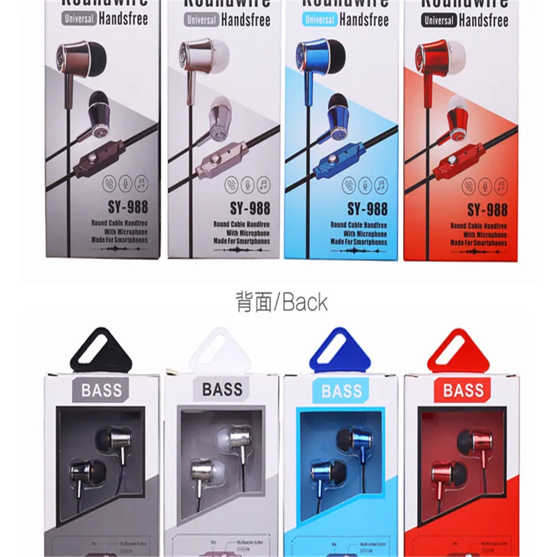 Factory Price Universal Metal Earphone Case Handsfree Earbuds Bass Stereo Mobile Earphone For Samsung S8
