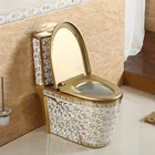 Chinese style gold ceramic one piece wc toilet