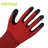 NMSHIELD black red work gloves pvc dipped gloves pvc knitted gloves