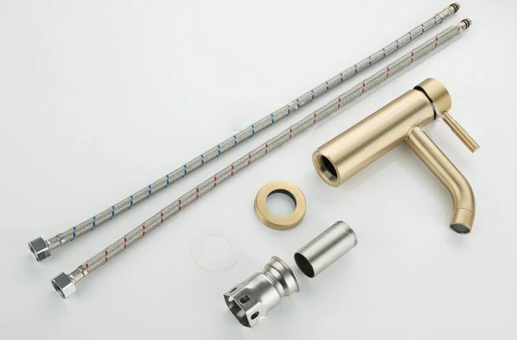 Stainless Steel Brushed Gold Bathroom Faucet Mixer Basin Tap