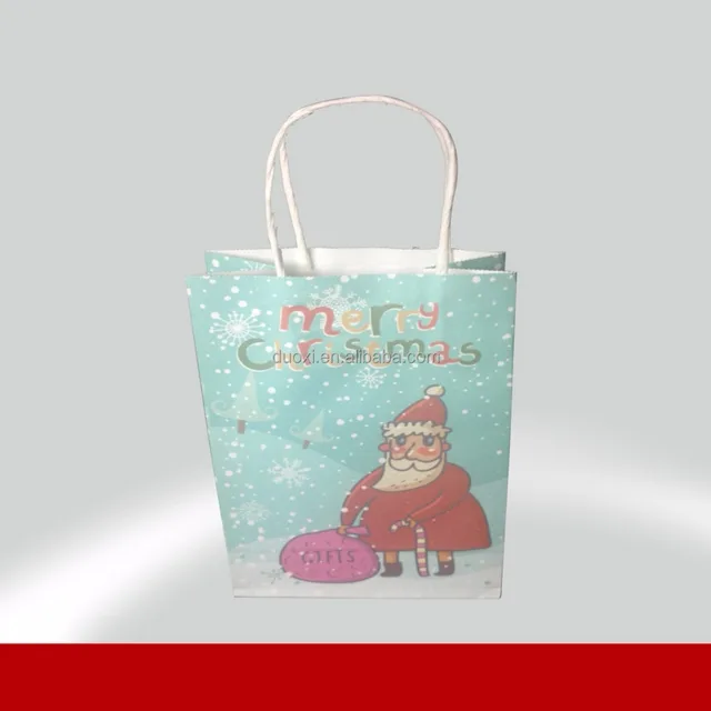 promotional hot sale blue kraft paper bag with handle