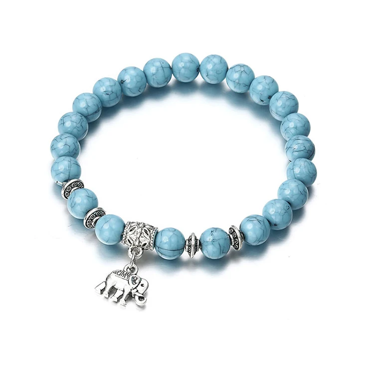 Vintage Boho Charm Bracelets Bangles Women Natural Stone Elephant Pendant Bead Bracelet, As picture
Vintage Boho Charm Bracelets Bangles Women Natural Stone Elephant Pendant Bead Bracelet, As picture
