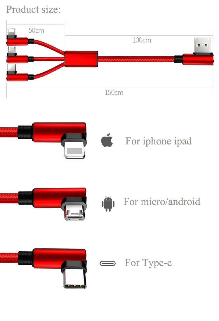 High quality charging new nylon braided 3 in 1 usb cable - ANKUX.COM