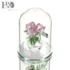 H&D Crystal Enchanted Never Wither Three Roses Flower Figurine Dreams Ornament in a Glass Dome Gifts for Her Pink