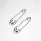 Fashion Safety Pin Long Earrings Silver Color Earings Stainless Steel Dangle Earrings For Women Orecchini Wholesale 5217