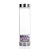 amazon natural amethyst gravel stone water bottle, 304 stainless steel glass water bottle