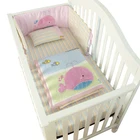 Baby bedroom sets cotton whale applique pink baby bedding