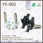 holland plug insert(YS-002 4.8MM 10/16A VDE approved 2 pin embedded plug) for socket plug