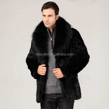 men winter black warm thick faux fur coat/jacket