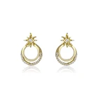 Star Hoop Earrings 94750 Xuping Hot Sale Elegant Jewelry Zircon Stone 14k Gold Color Plated Gold Star and Moon Fashion Hoop Earrings