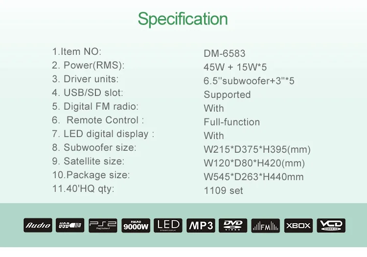 Smart Multi Region 3.1 5.1 7.1 Channel Home Theater Wireless Speaker System with USB SD - ANKUX.COM