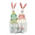 Custom Easter home rabbit decor shelf sitter bunny couple ornament fabric rabbit figure bunny dolls decoration