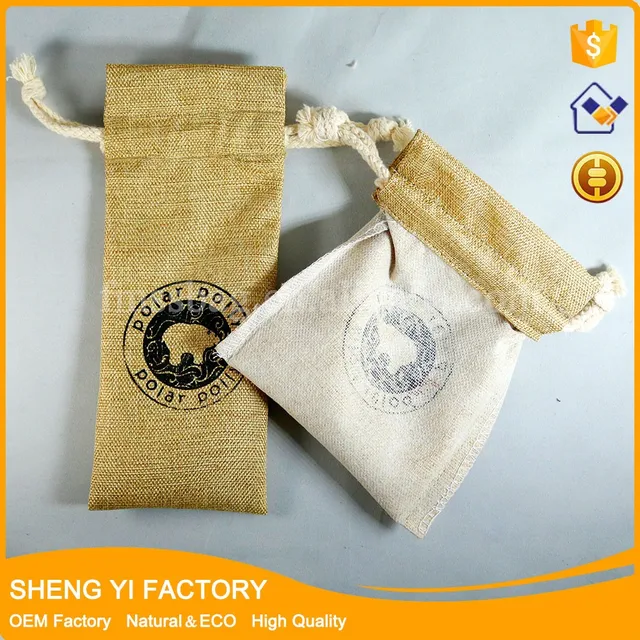 sovely small cotton linen drawstring bag
