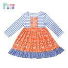 Knit Stripe Bowknot Kids Dress Newborn Baby Clothes Fall Girls Boutique Clothing Sets
