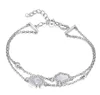 New Design 925 Sterling Silver Double Chain Shell Hamsa Bracelet