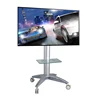 Aluminum Mobile LCD Cart Stand with Rolling Wheels White Floor Stand Mount TV Trolley with Glass DVD Shelf