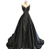 Mermaid Evening Dress Women Long Lace Prom Dress Black Attachable Evening Gown Sexy Spaghetti Beading Evening Dresses 2019