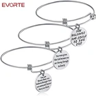 Custom Stainless Steel Motivational Expandable Bangles Inspirational Charm Bracelet Jewelry for Girls