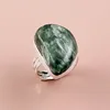 925 Sterling Silver Ring, Natural Seraphinite Gemstone Jewelry, Jewelry Showroom