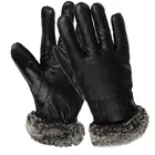 Winter thick windproof waterproof motorcycle touch screen warm PU leather gloves