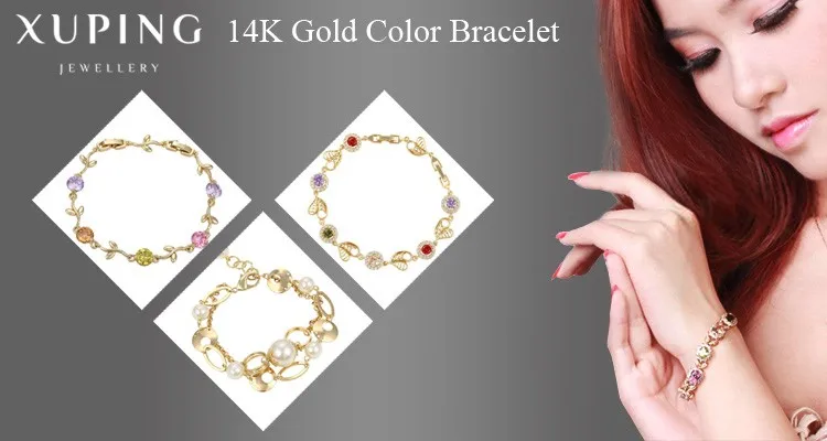 72502  China wholesale Xuping High quality Beautiful 14k Gold Color Bracelet Women