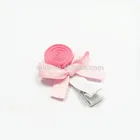 Wholesale kids hair clip with beautiful flower grosgrain ribbon bow