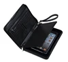 Top Quality Black Luxury Leather Portfolio with Wrist Strap for iPad Mini 4 and Small Notepad