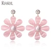 RAKOL Statement Jewelry Beads Acrylic Sequins Flower Drop Earrings Bohemian Big Flower Earrings for Women YE064