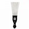 Salon Styling Comb Afro Hairdressing Metal Pins Hair Pick With Fist Plastic Handle