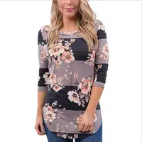 

Fall 2019 Autumn 3/4 Sleeve Shirt Tunic Tops Blusas Feminina Fashion Women's Blouse Casual Floral Print Long Sleeve Blouses