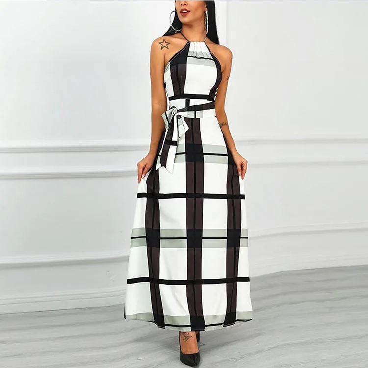 Summer Fashion Halter Zipper Back Sleeveless High Waist Women Summer Maxi Long Dress
Summer Fashion Halter Zipper Back Sleeveless High Waist Women Summer Maxi Long Dress