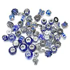 New Fashion Sky Blue Colorful Flower Silver Large Hole Murano Glass Beads for jewelry making